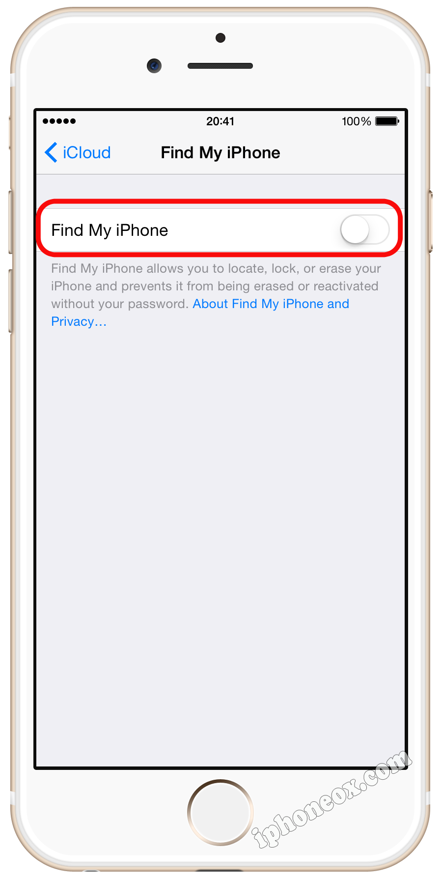 where is the find my iphone setting